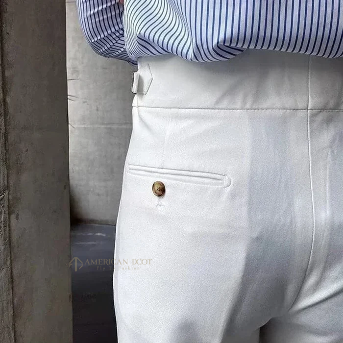 White Signature Double Button Gurkha Pant By American Dcot