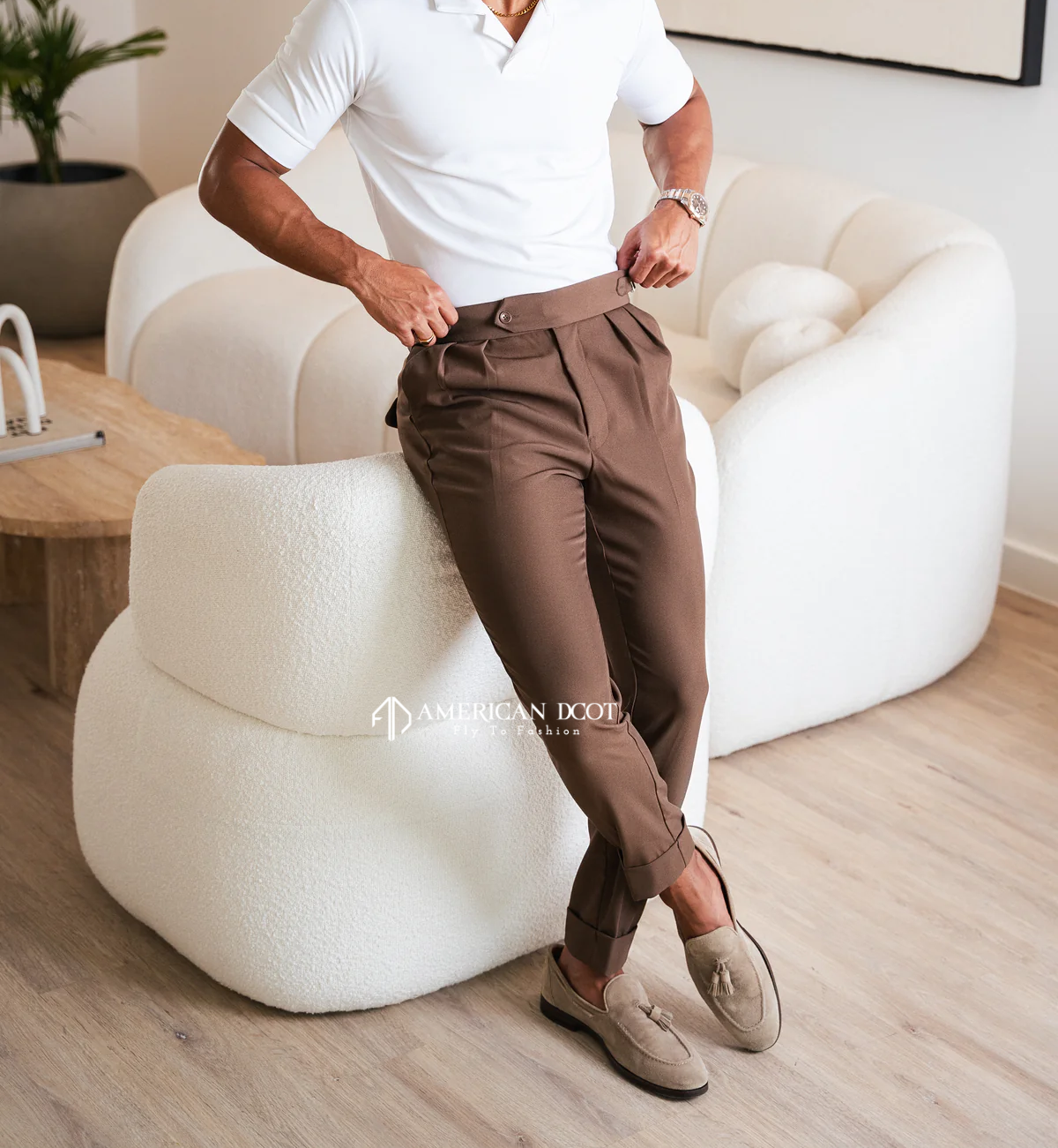 Brown Signature Button Gurkha Pant By American Dcot