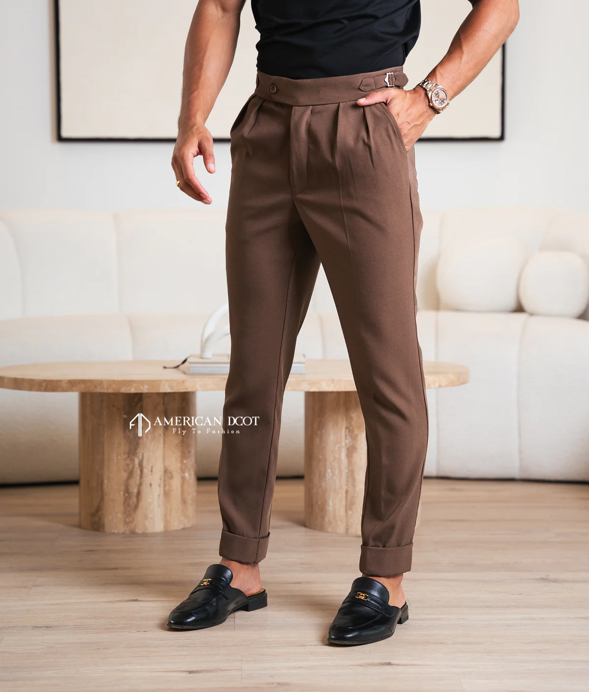 Brown Signature Button Gurkha Pant By American Dcot