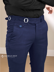 Navy Blue Single Buckle Gurkha Pant By American Dcot