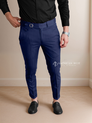 Navy Blue Single Buckle Gurkha Pant By American Dcot