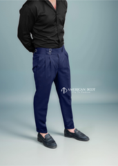 Navy Blue Double Buckle Gurkha Pant By American Dcot