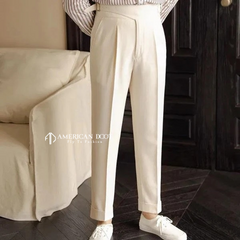 White Classic Single Buckle Gurkha Pant By American Dcot