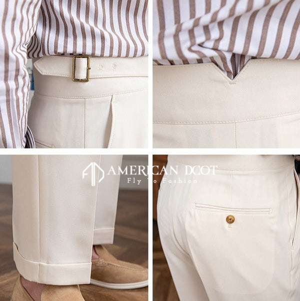 White Classic Single Buckle Gurkha Pant By American Dcot