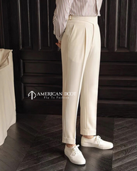 White Classic Single Buckle Gurkha Pant By American Dcot