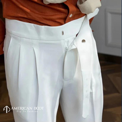 White Classic Double Buckle Gurkha Pant By American Dcot