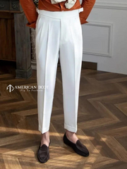 White Classic Double Buckle Gurkha Pant By American Dcot