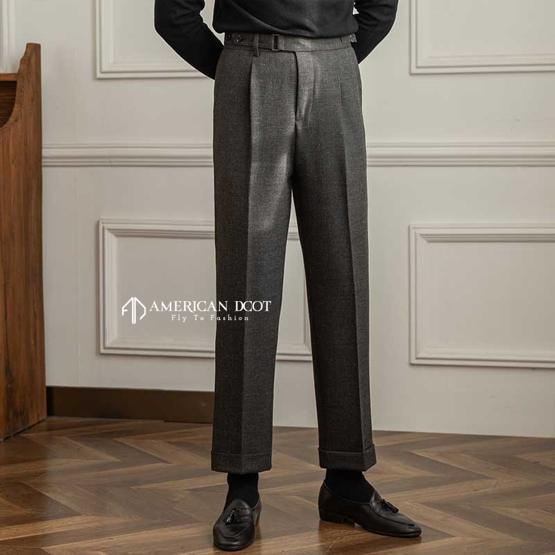 Gray Vintage Formal Double Buttoned Slim Fit Gurkha Pant