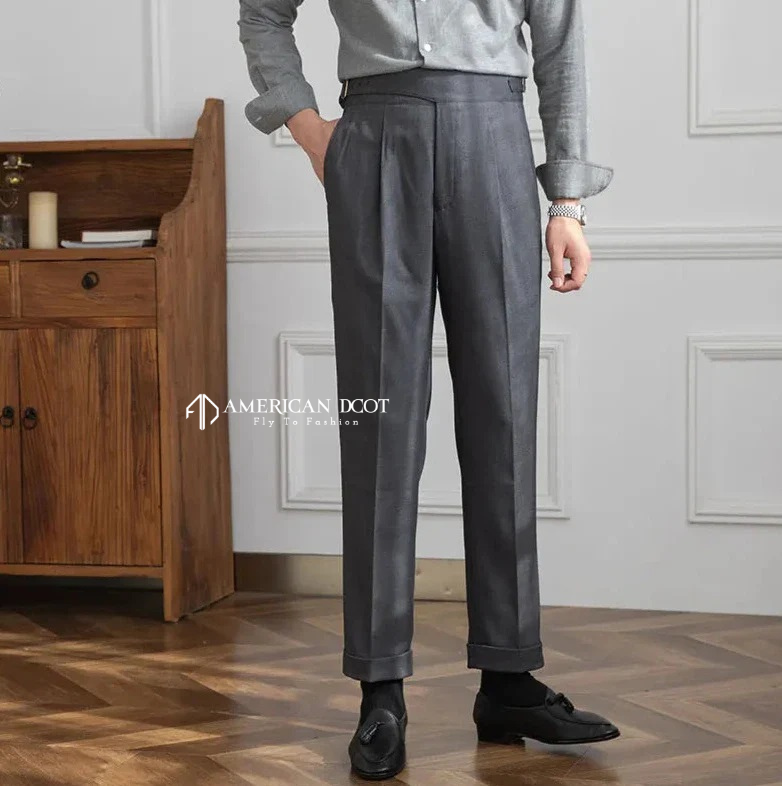 Stone Grey Classic Single Buckle Gurkha Pant By American Dcot