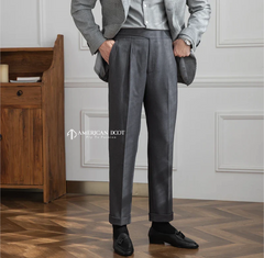 Stone Grey Classic Single Buckle Gurkha Pant By American Dcot