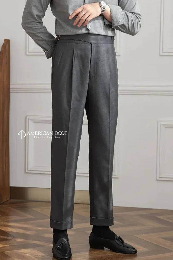 Stone Grey Classic Single Buckle Gurkha Pant By American Dcot