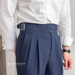 Navy Blue Classic Double Buckle Gurkha Pants by American Dcot