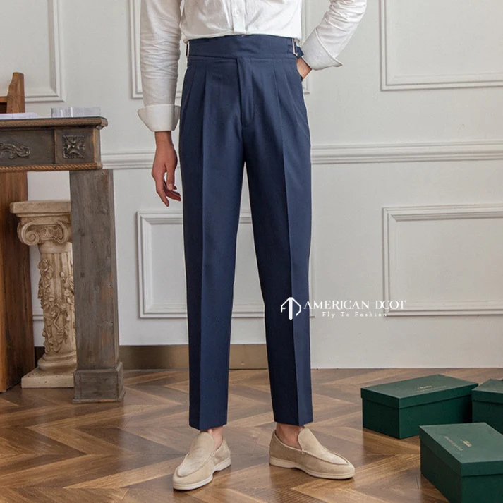 Navy Blue Classic Double Buckle Gurkha Pants by American Dcot