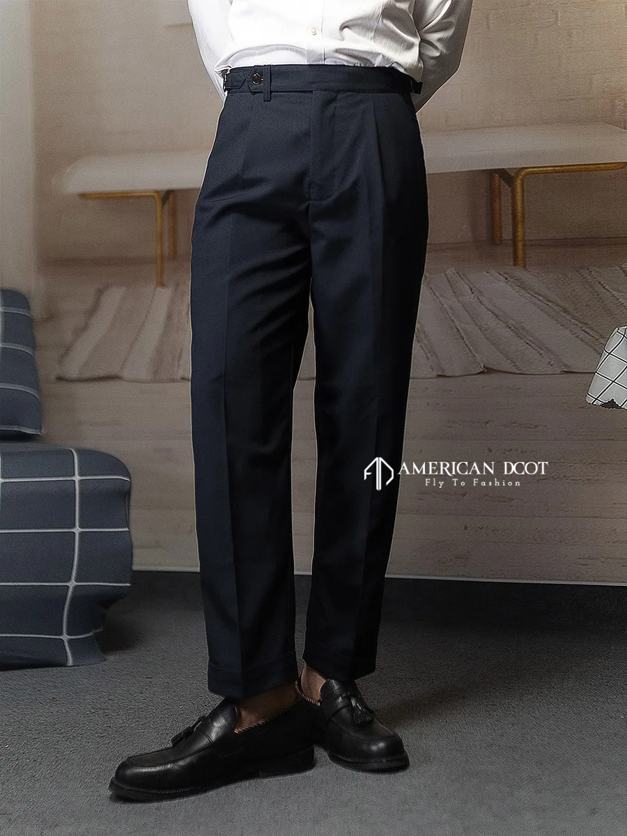 Navy Blue Signature Button Gurkha Pant By American Dcot