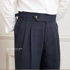 Navy Blue Signature Button Gurkha Pant By American Dcot