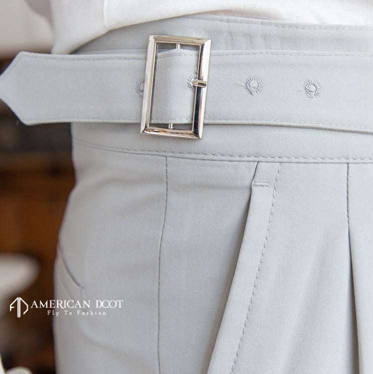 Gray Classic Buttoned Gurkha Pants By American Dcot