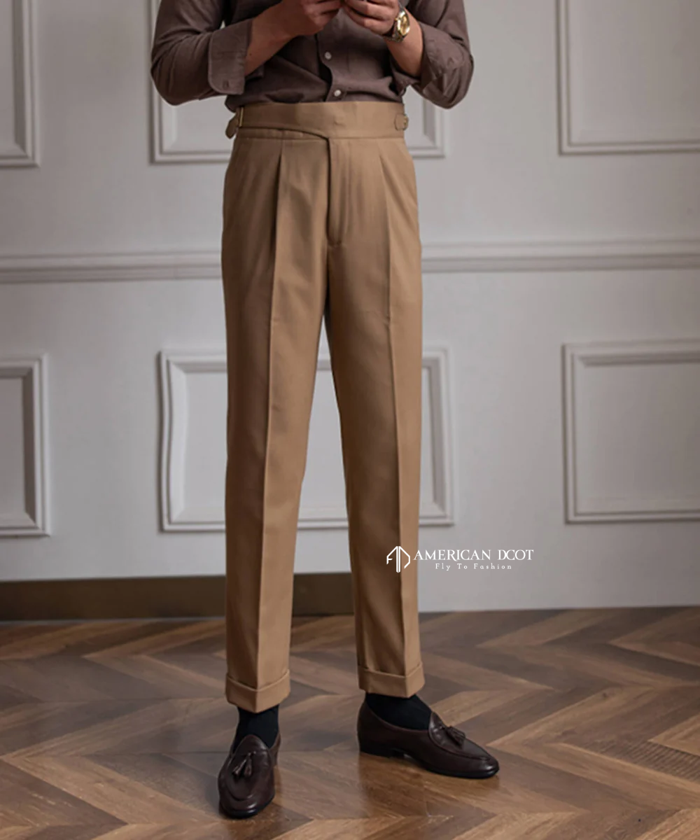 Khakhi Classic Single Buckle Gurkha Pants by American Dcot