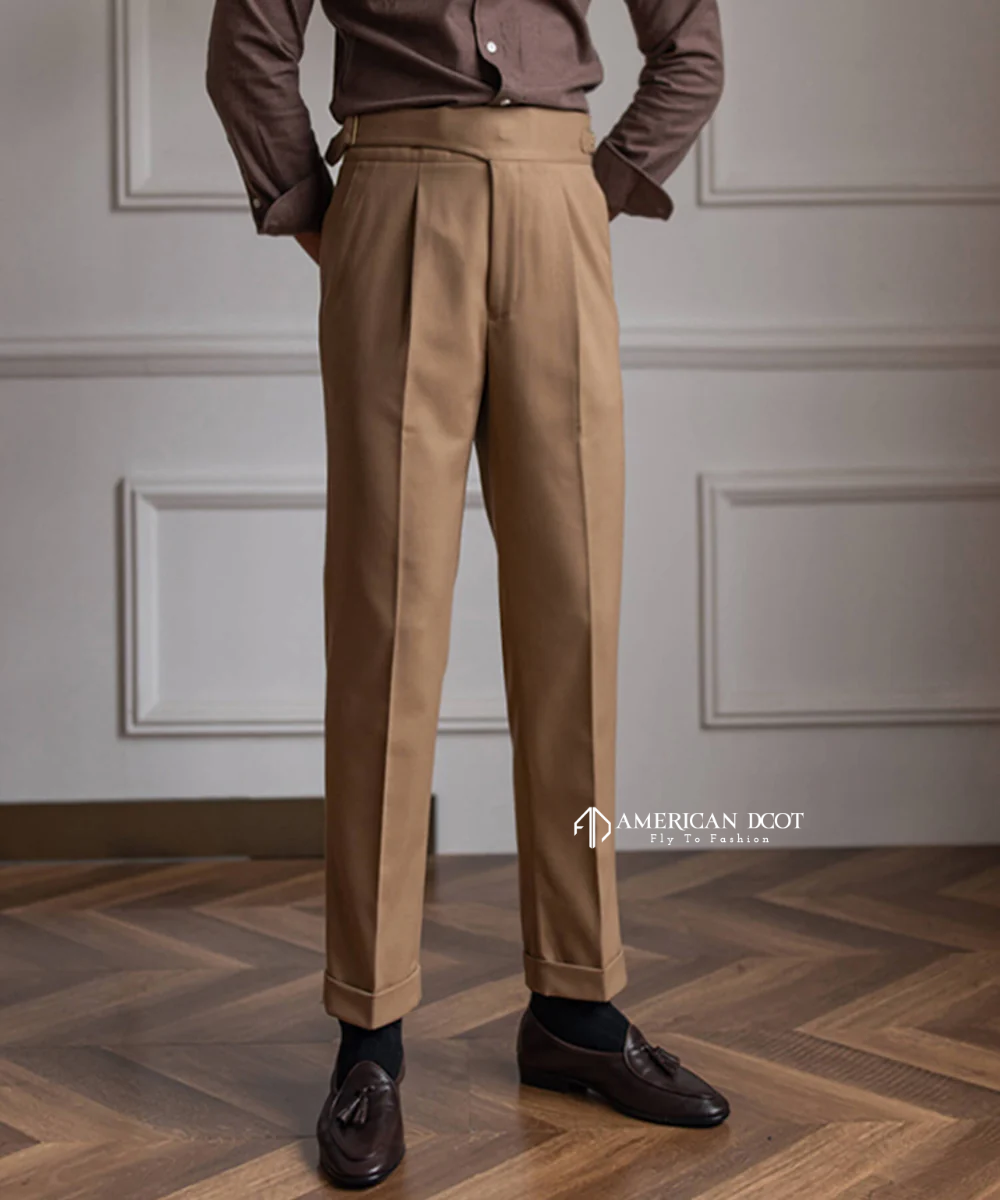 Khakhi Classic Single Buckle Gurkha Pants by American Dcot