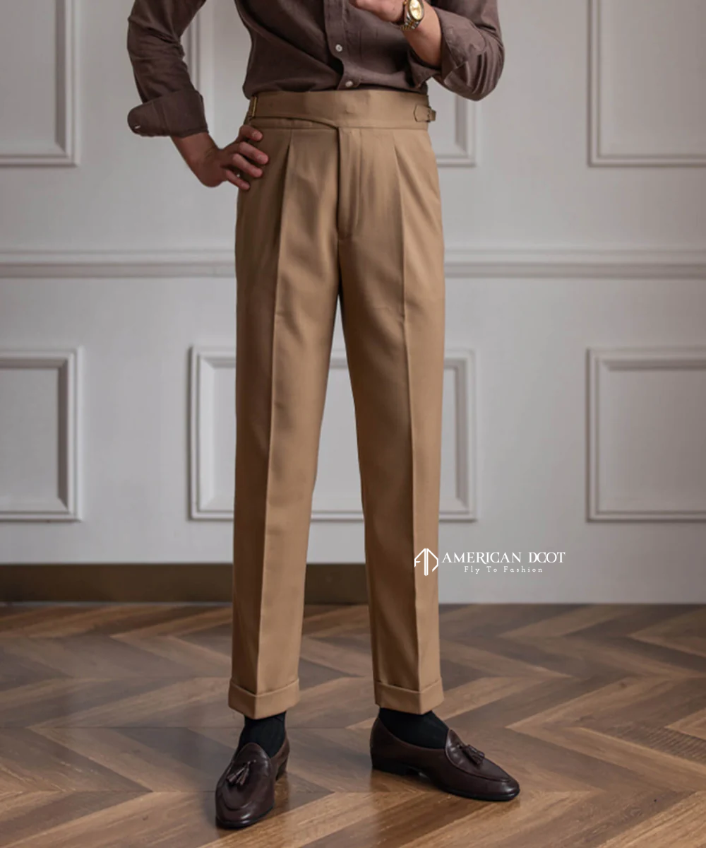 Khakhi Classic Single Buckle Gurkha Pants by American Dcot