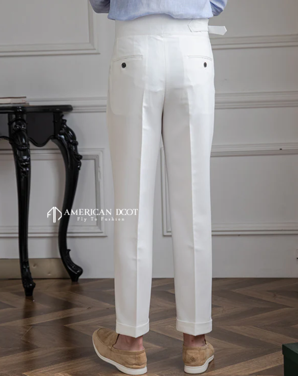 White Detachable Buckle Gurkha Pant By American Dcot