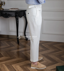 White Detachable Buckle Gurkha Pant By American Dcot