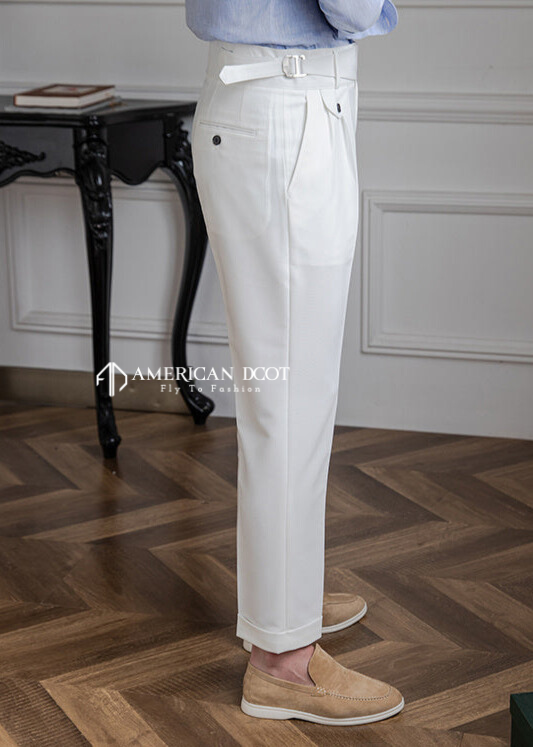 White Detachable Buckle Gurkha Pant By American Dcot