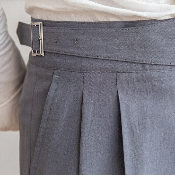 Stone Grey Classic Double Buckle Gurkha Pant By American Dcot